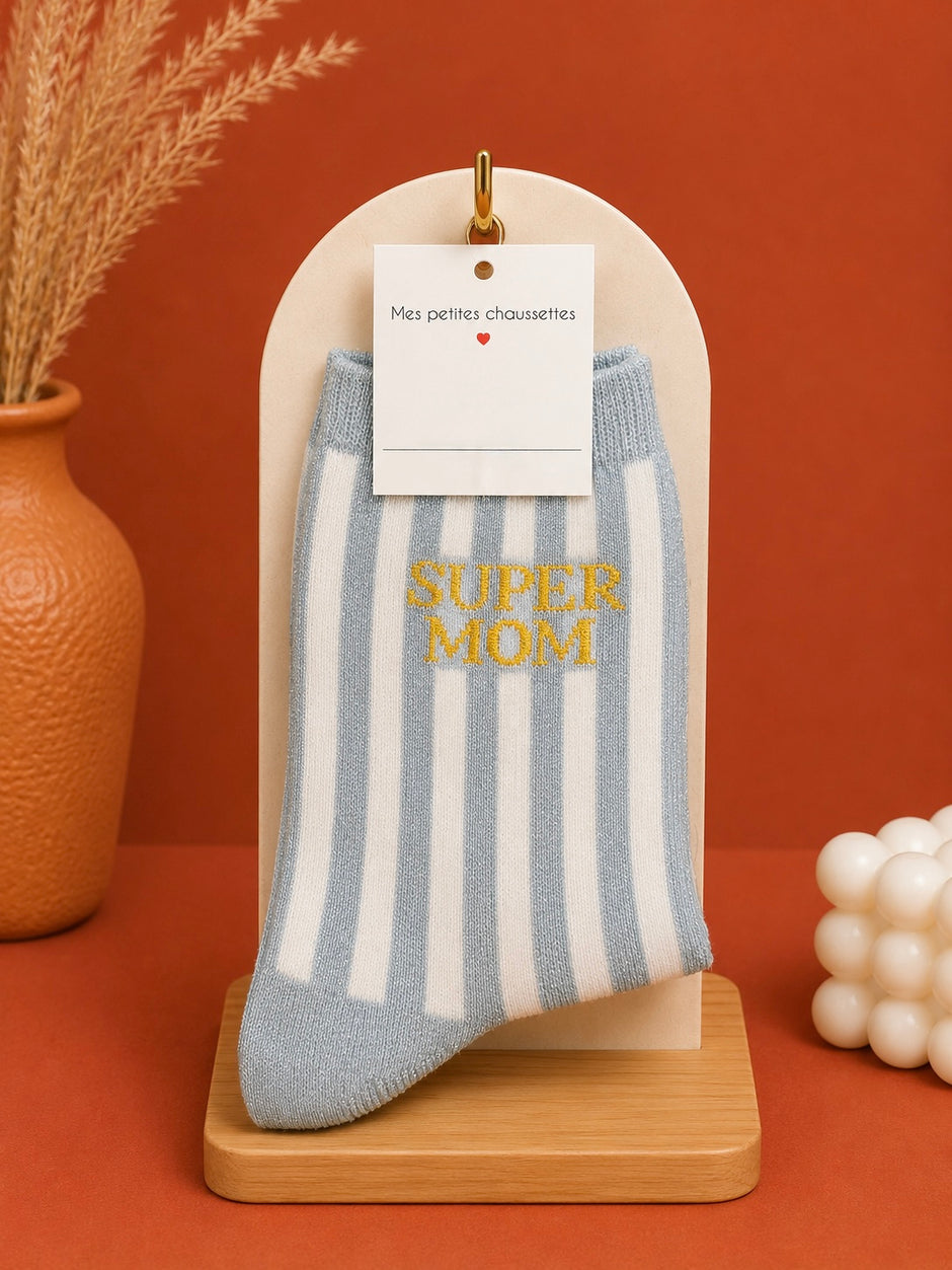 Chaussettes Super Mom Bleu