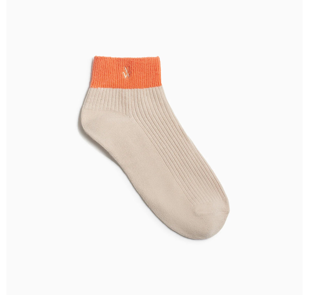 Chaussettes Courtes Lia Beige Et Orange Côtelées