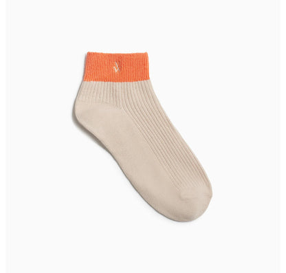 Chaussettes Courtes Lia Beige Et Orange Côtelées