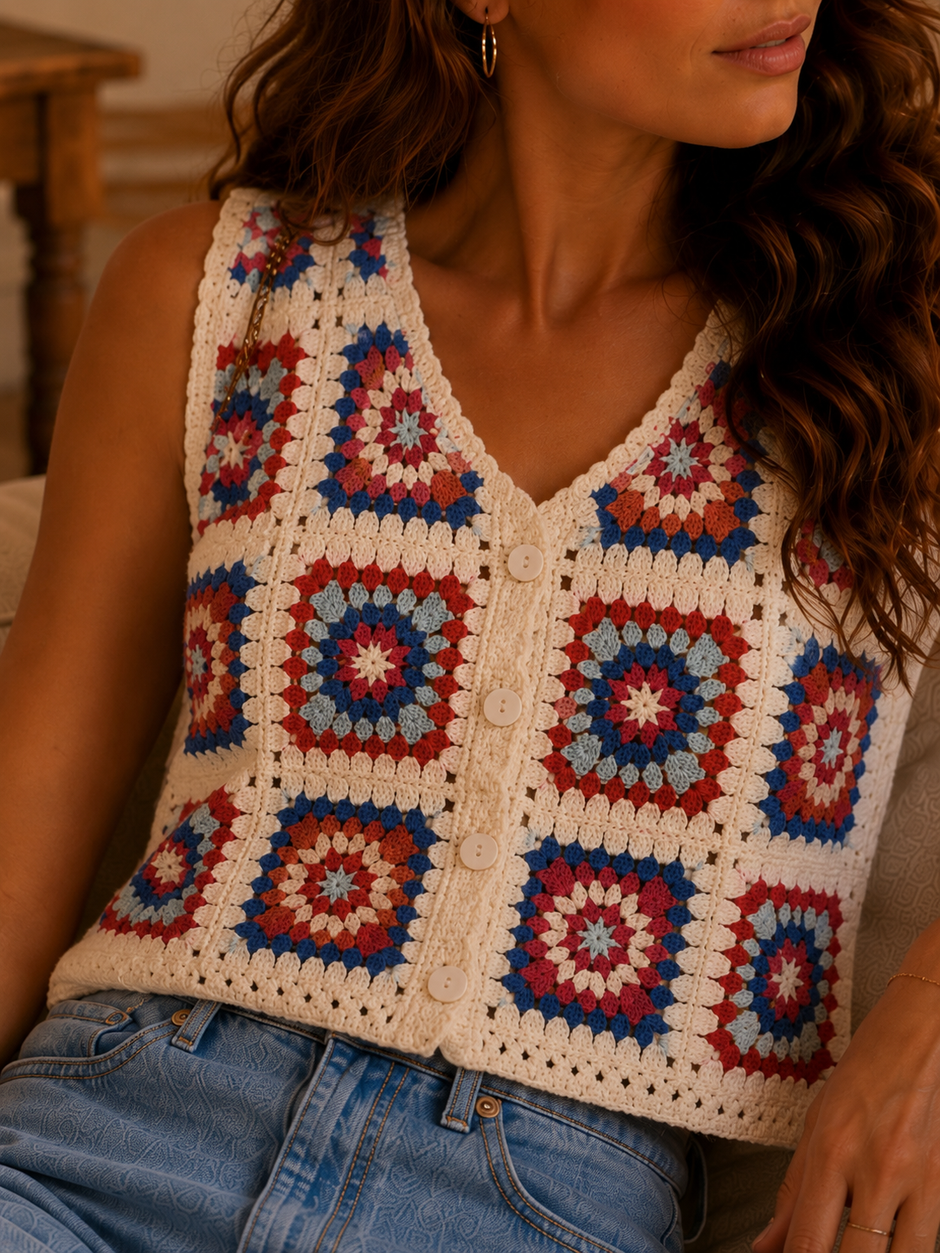 Débardeur Crochet Abey Bleu