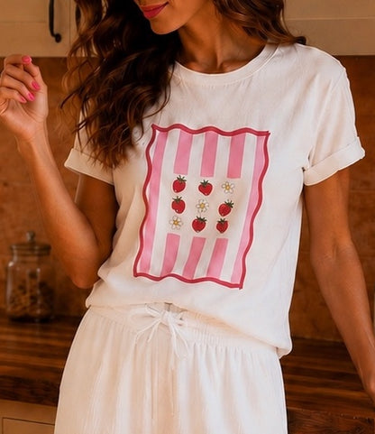 Tee Shirt Fraise Rose