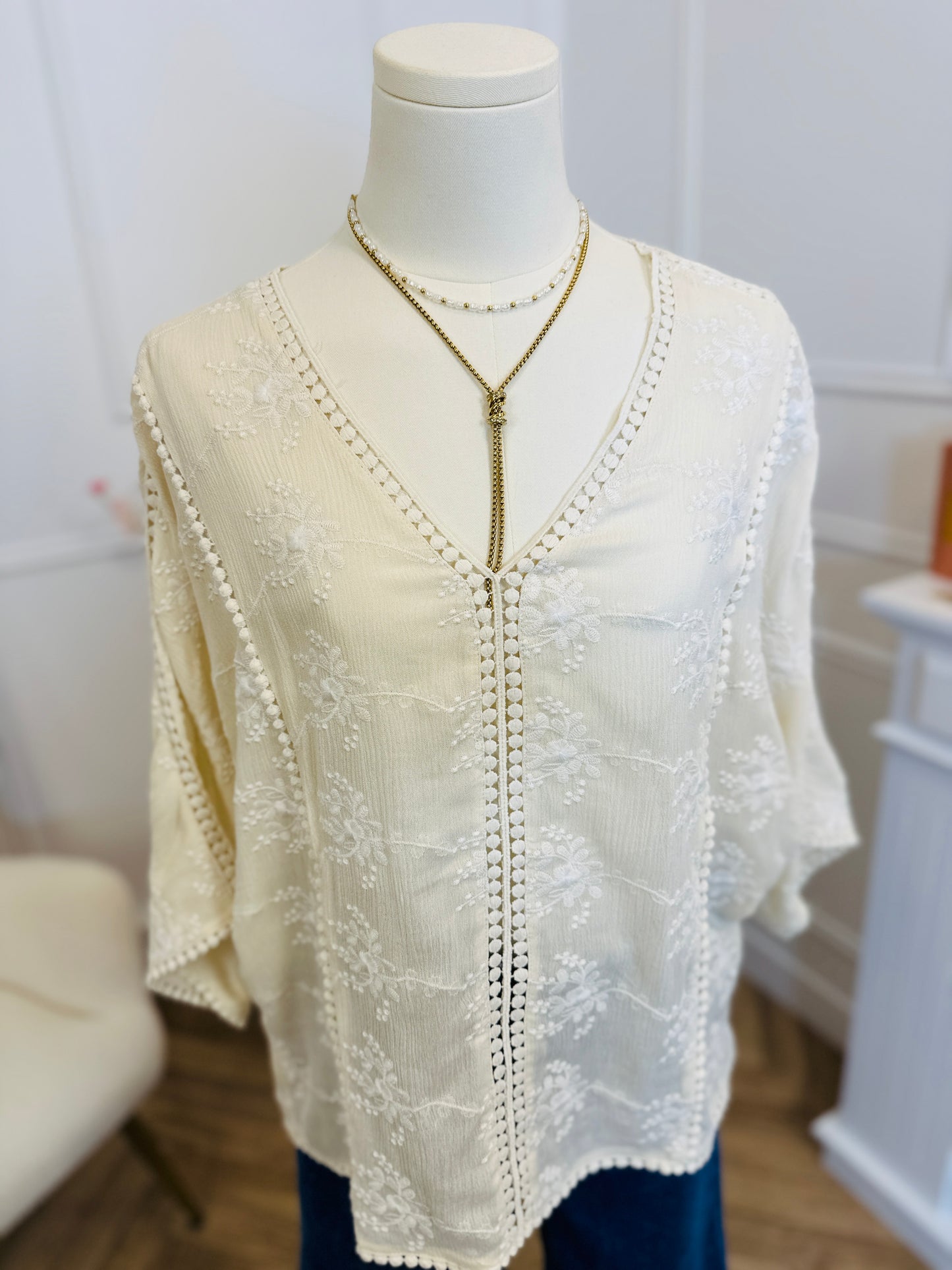 Blouse Element Broderie Ecru
