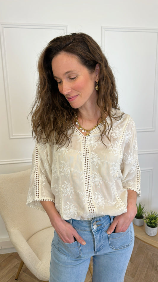 Blouse Element Broderie Ecru