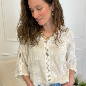 Blouse Element Broderie Ecru