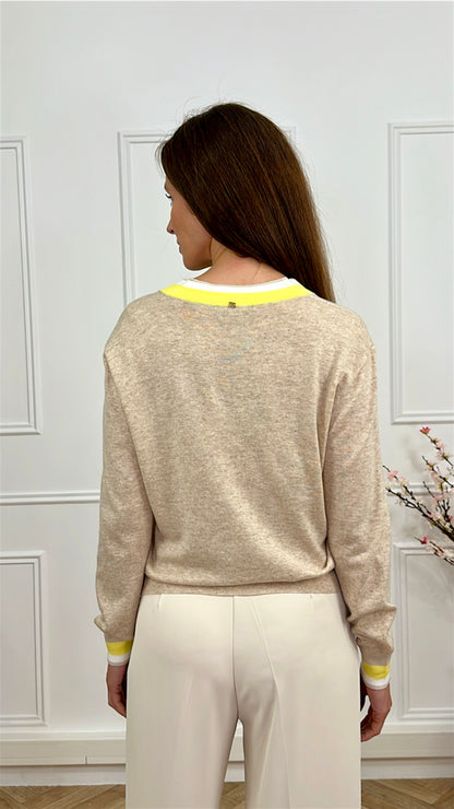 Pull Cricket Beige et Jaune