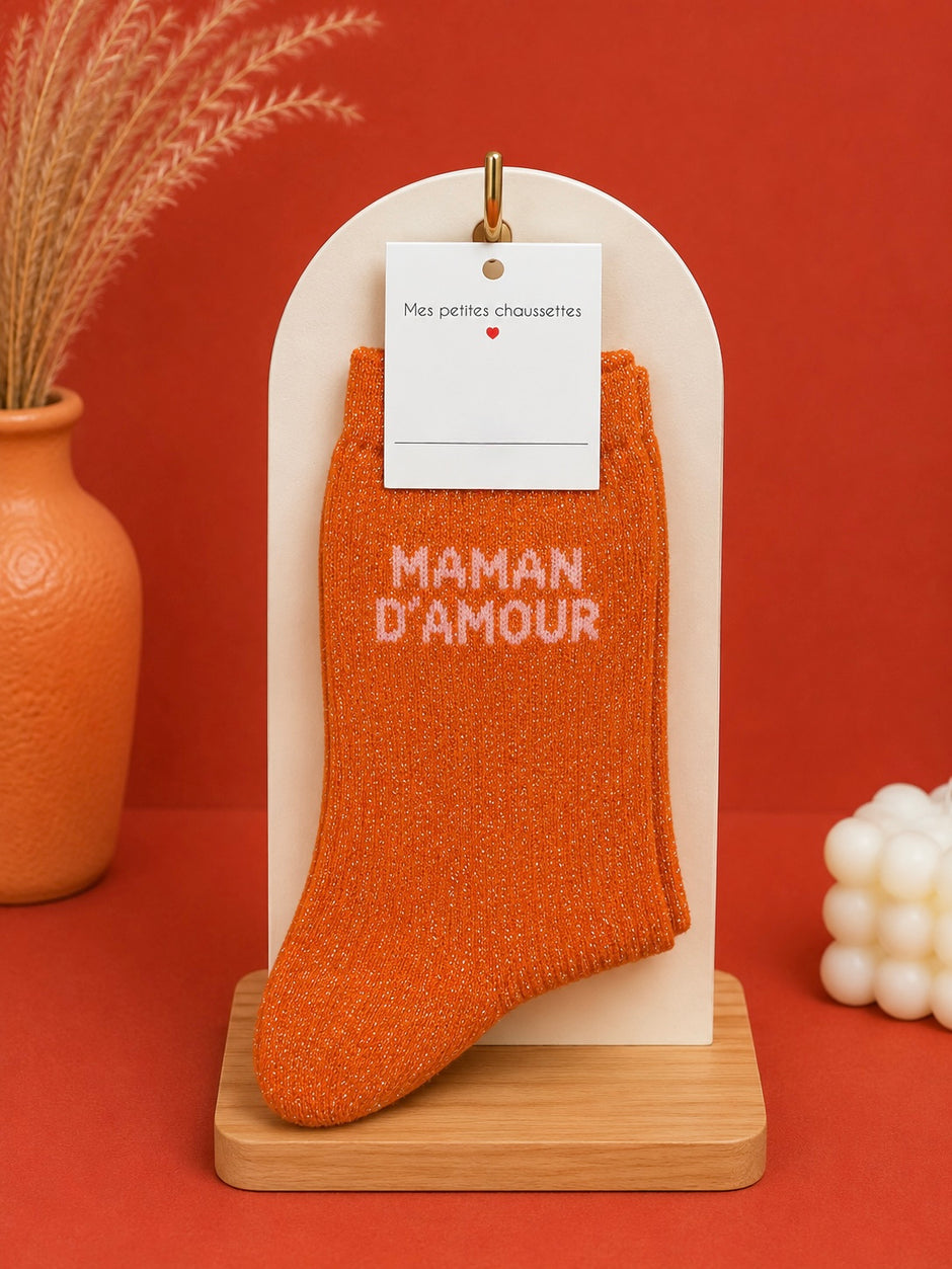 Chaussettes Maman D'amour Orange