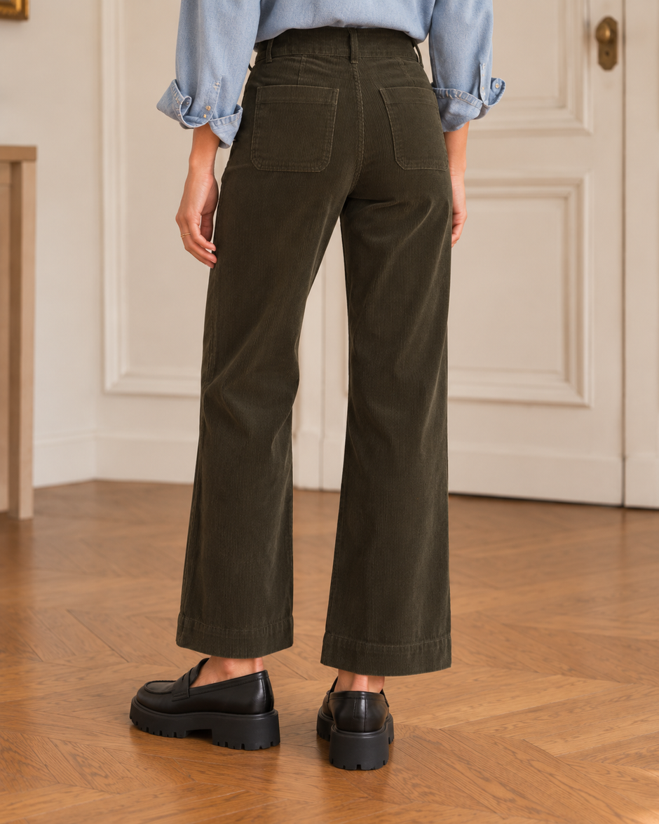 Jean Elenette Velours Kaki