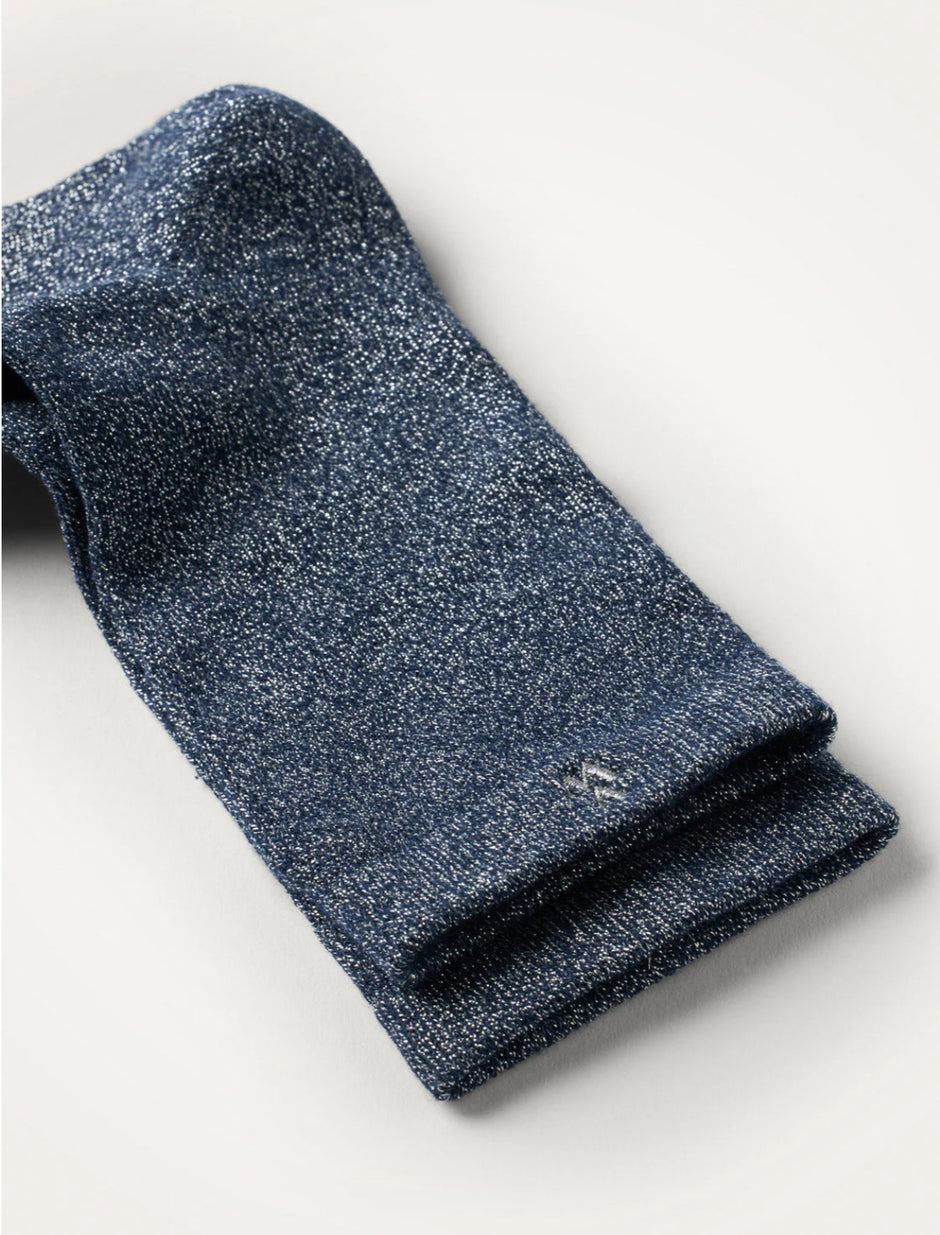 Chaussettes Ambre marine et argent pailleté