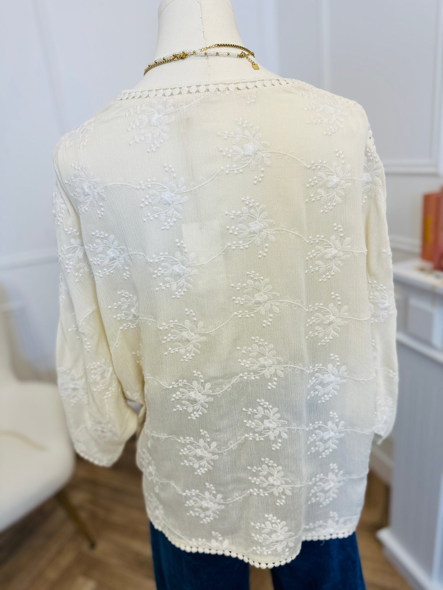 Blouse Element Broderie Ecru