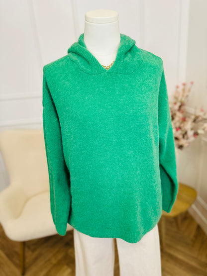Pull à Capuche Alpaga Carla Vert