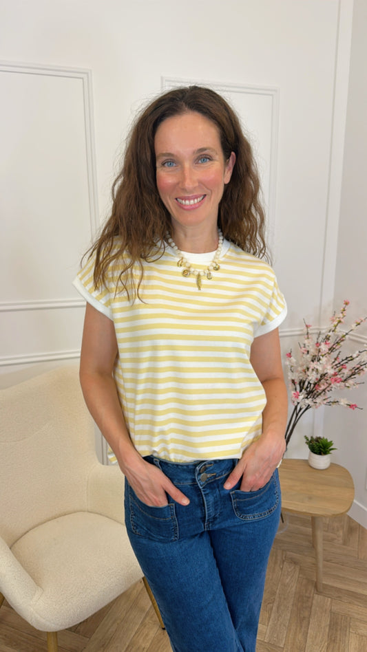 T shirt Yellow Rayé