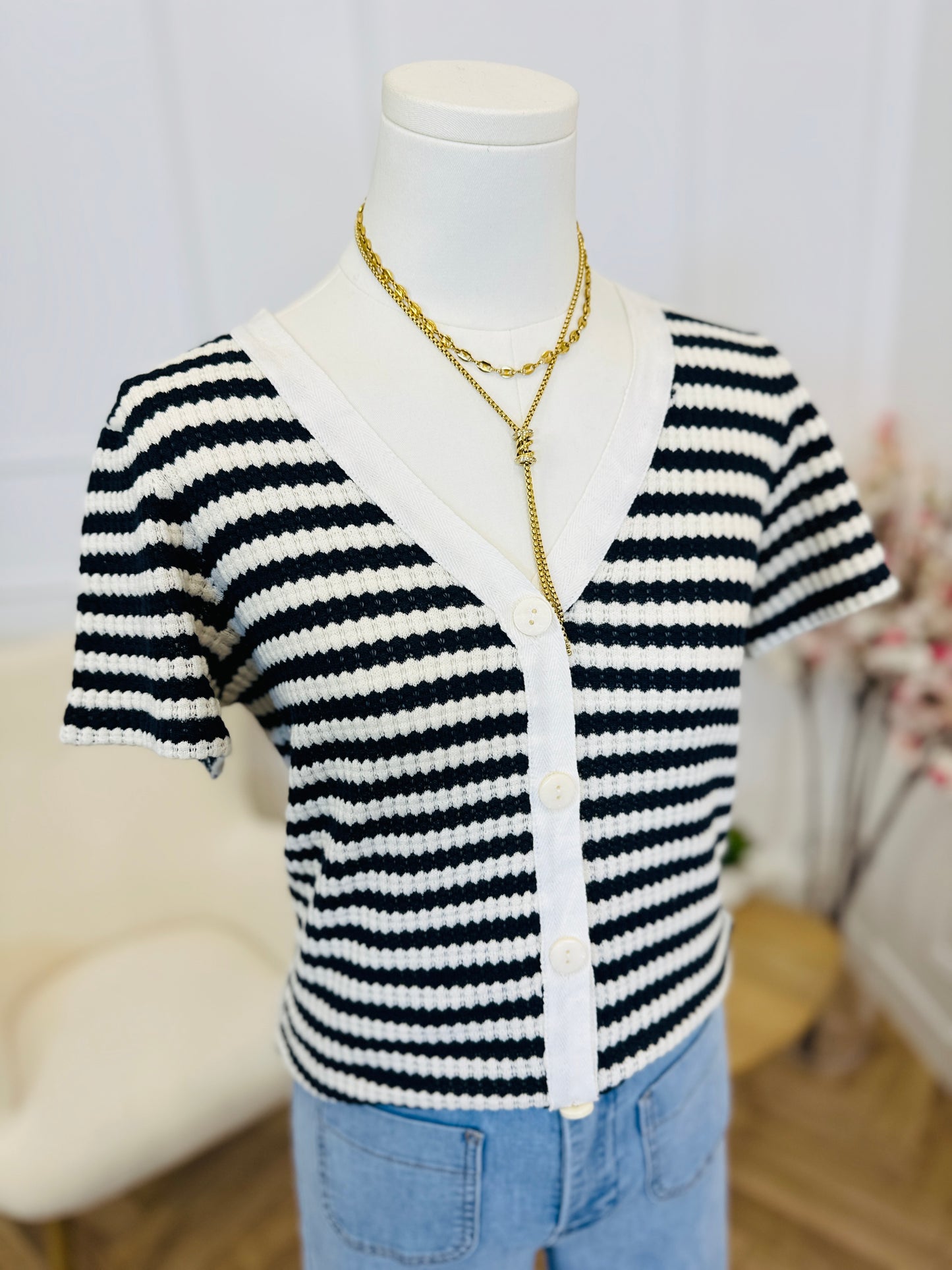 Tee Shirt Lorianna Marine et Ecru