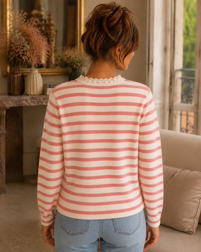 Pull Jelina Rayé Rose