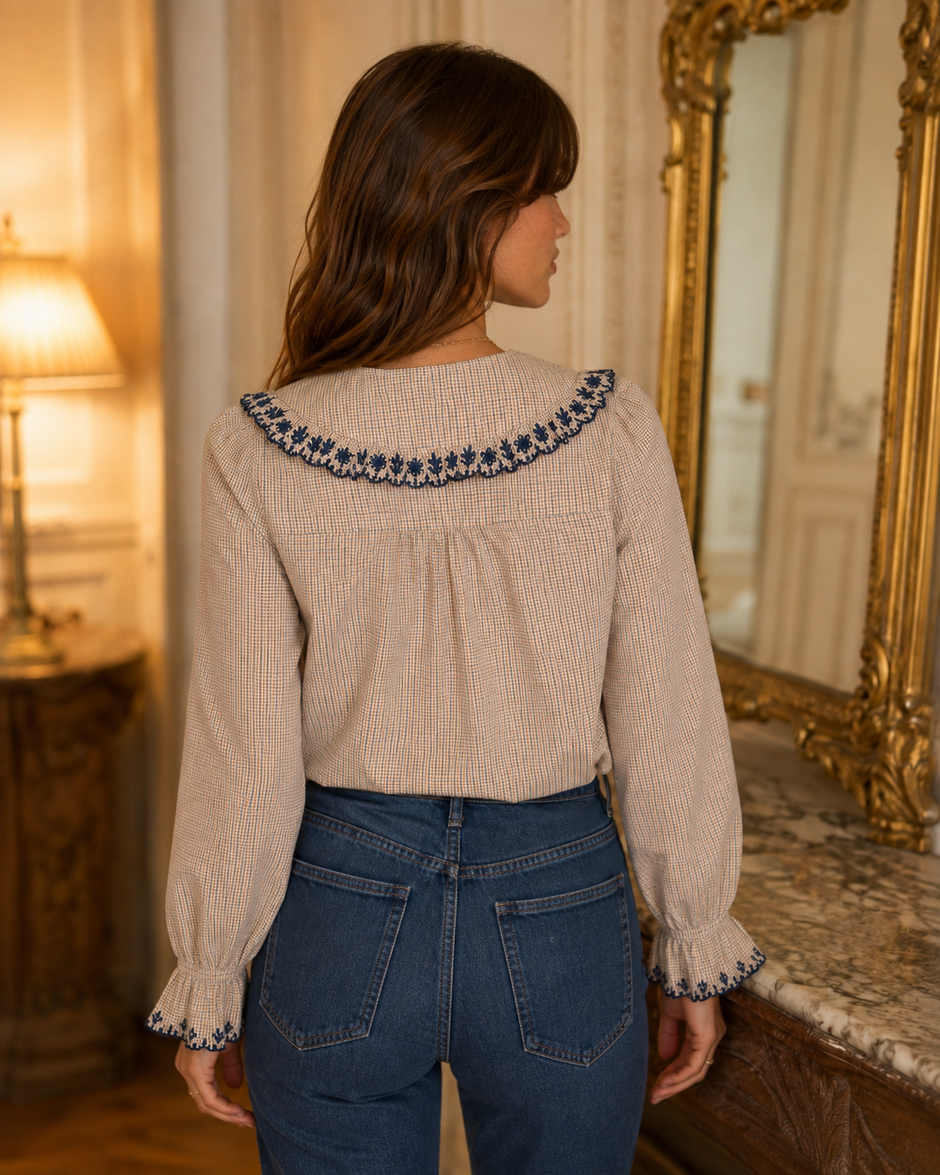 Chemise Estelle Camel Bleue