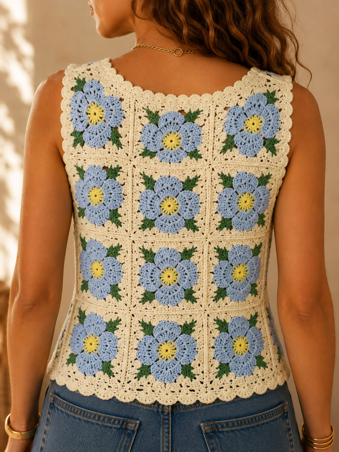 Débardeur Crochet Vita Bleu Ciel