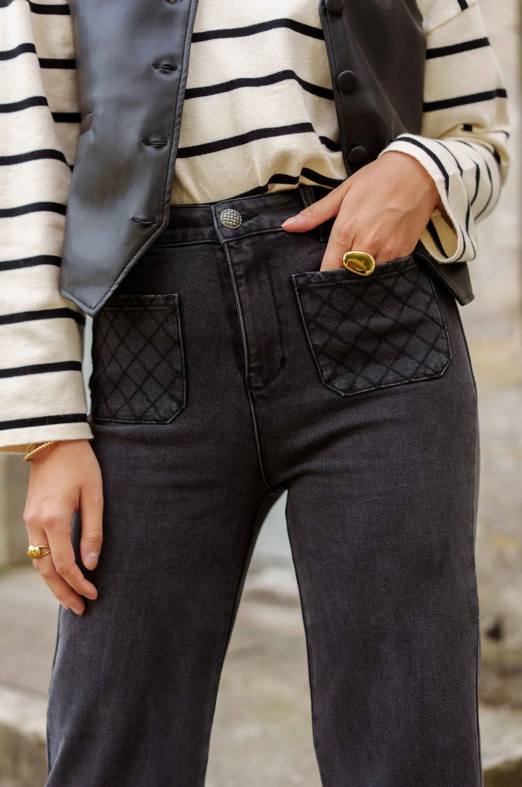 Jean flare Louise denim noir
