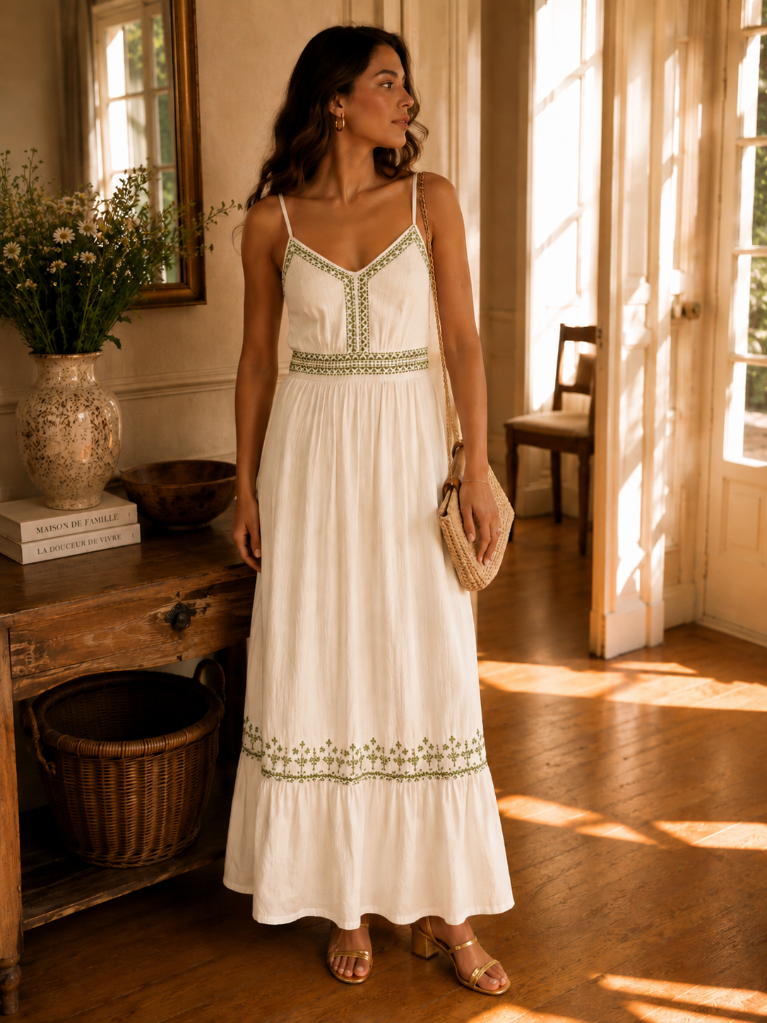 Robe Greco Blanche Kaki