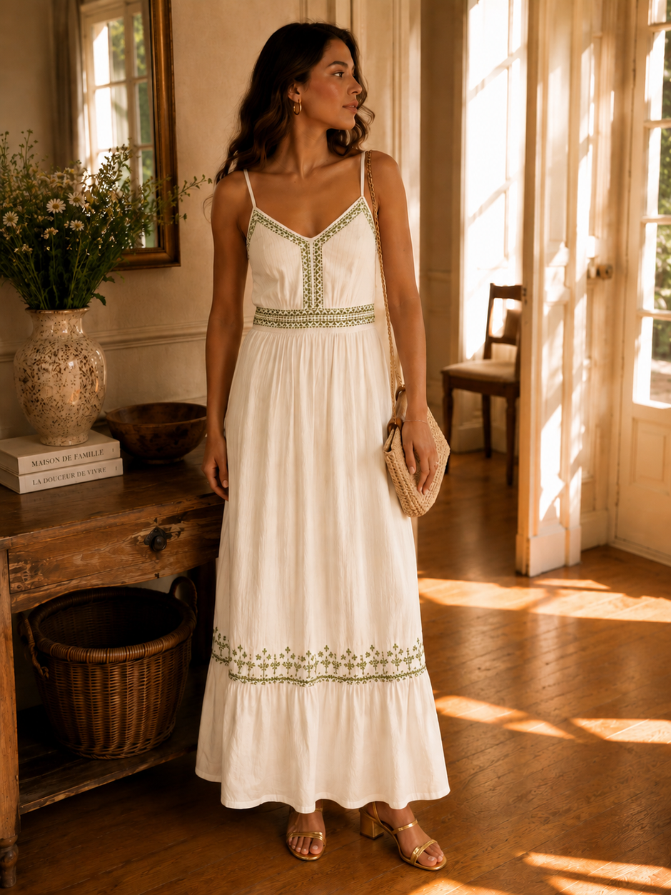 Robe Greco Blanche Kaki