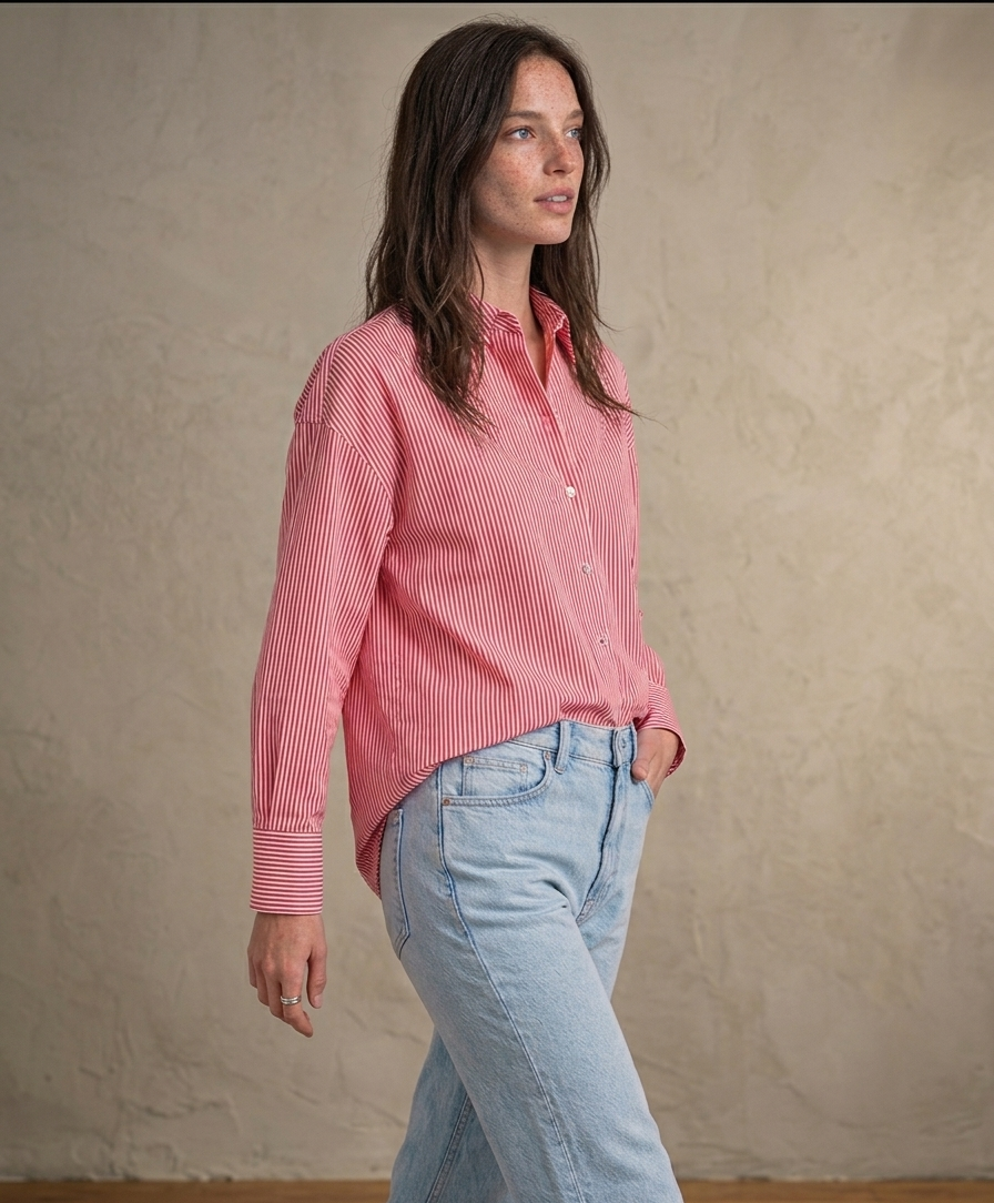 Chemise Carmen Rayée Fuchsia