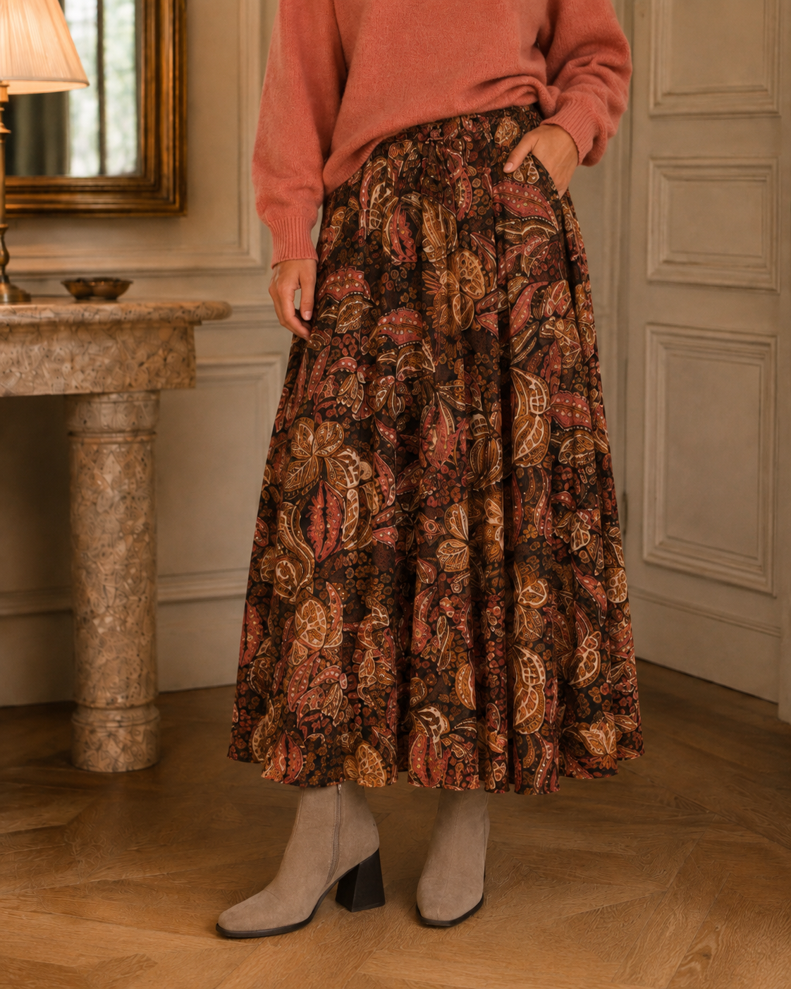Jupe Aelia Camel Rose