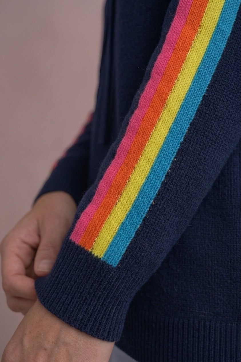 Pull Capuche Arc-en-ciel Marine