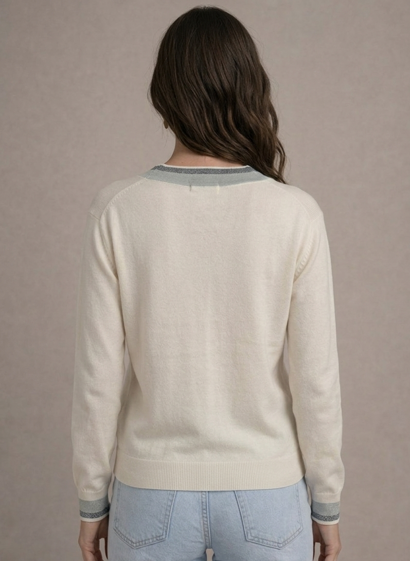 Pull Cricket Gris et Ecru