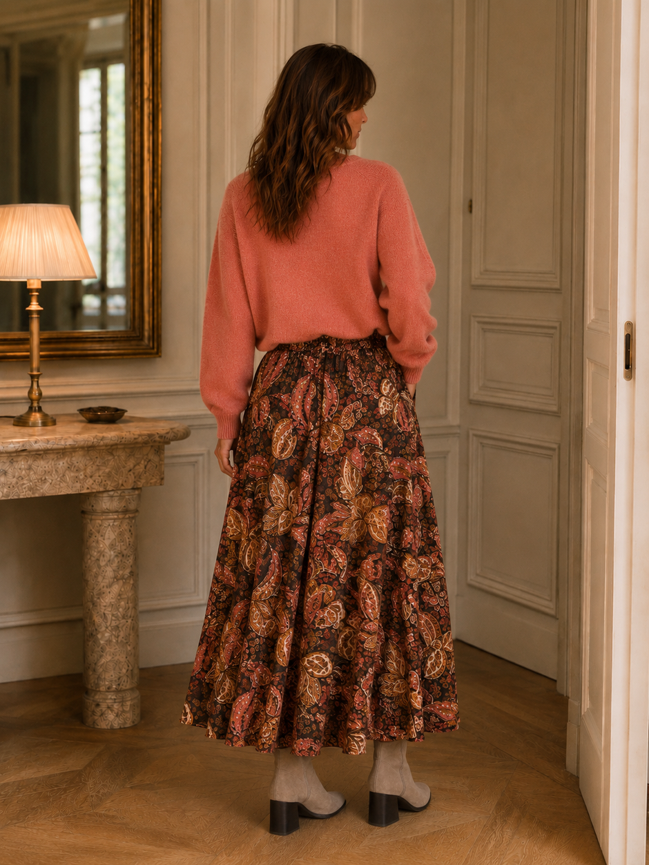 Jupe Aelia Camel Rose