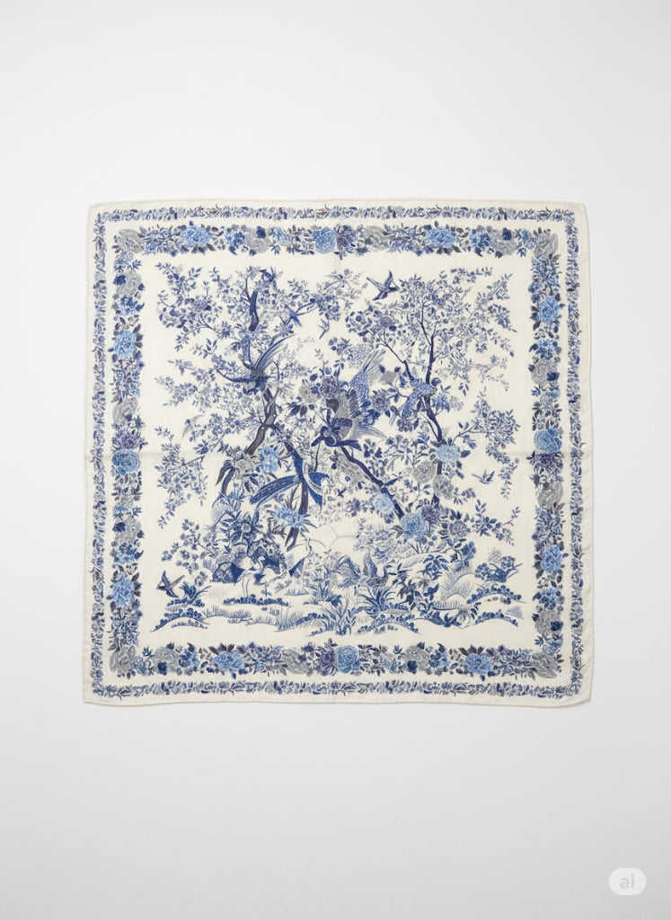 Carré Aurelia Bleu Fleuri