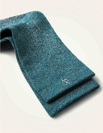 Chaussettes Ambre bleu canard et argent pailleté