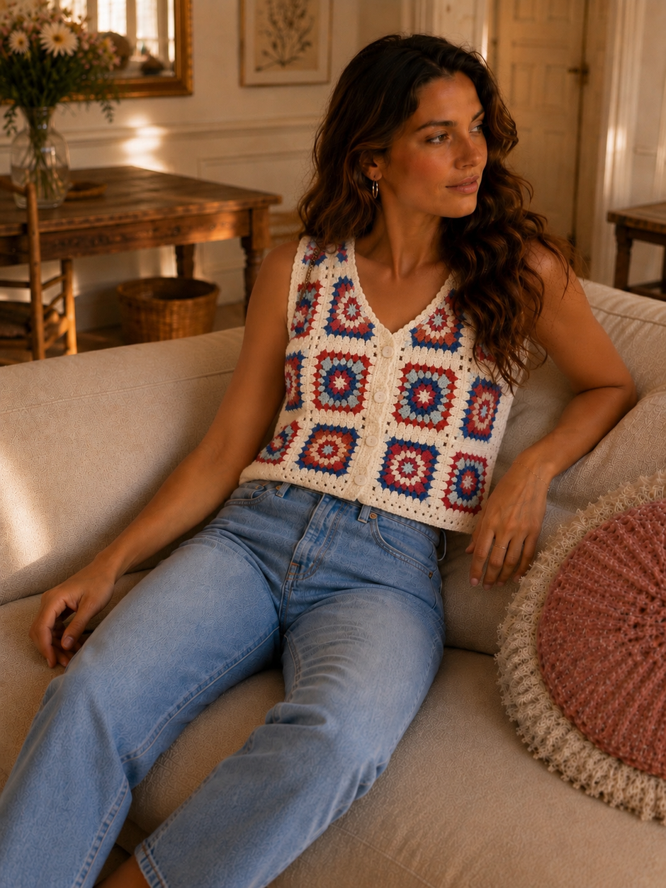 Débardeur Crochet Abey Bleu