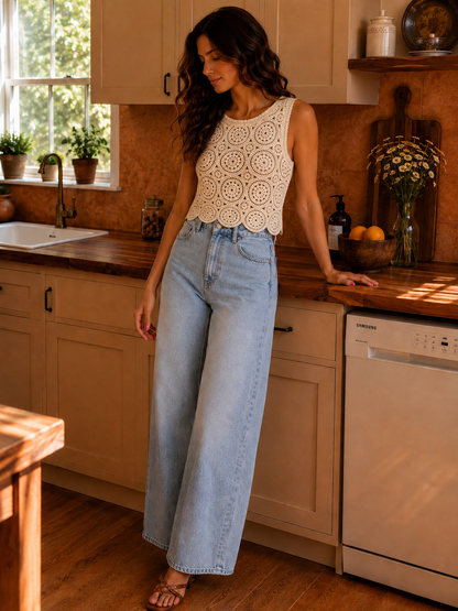 Top Crochet Quina Beige