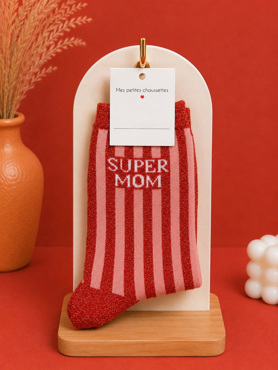 Chaussettes Super Mom Rouge