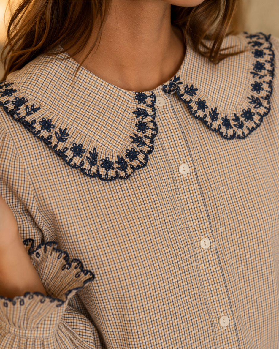 Chemise Estelle Camel Bleue