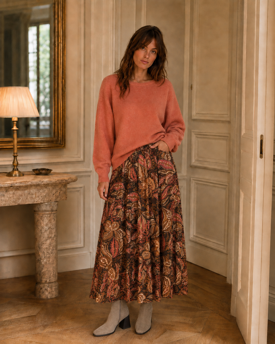 Jupe Aelia Camel Rose