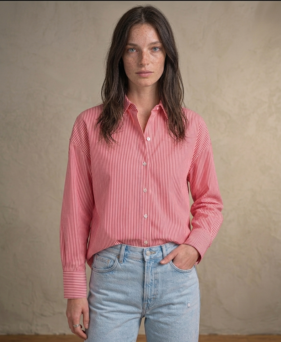 Chemise Carmen Rayée Fuchsia