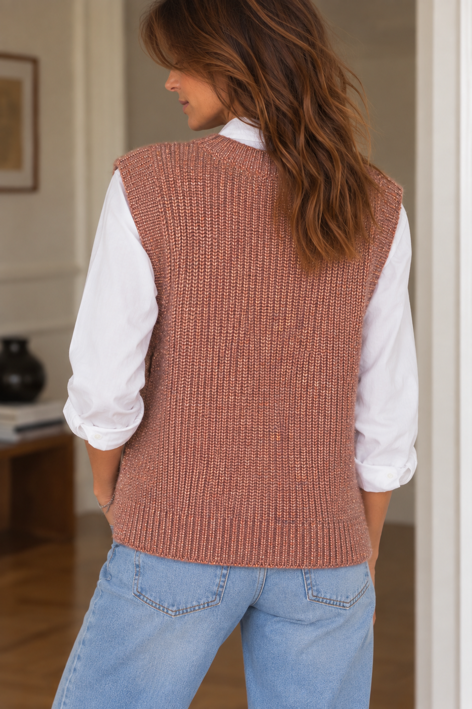 Pull Sans Manche Podium Rose