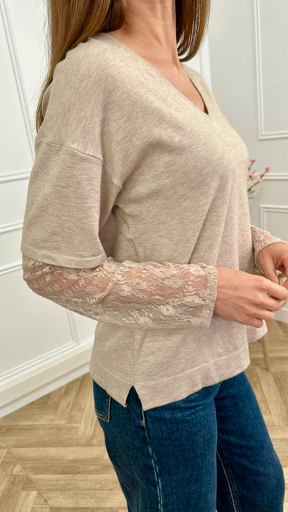 Pull Dentelle Taupe