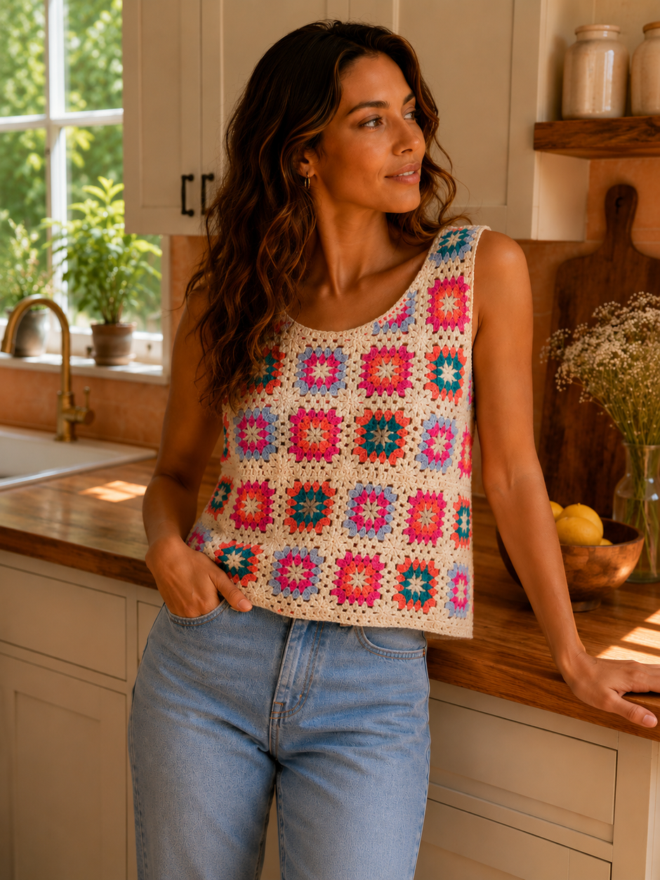 Débardeur Crochet Cecilia Fuschia Fluo