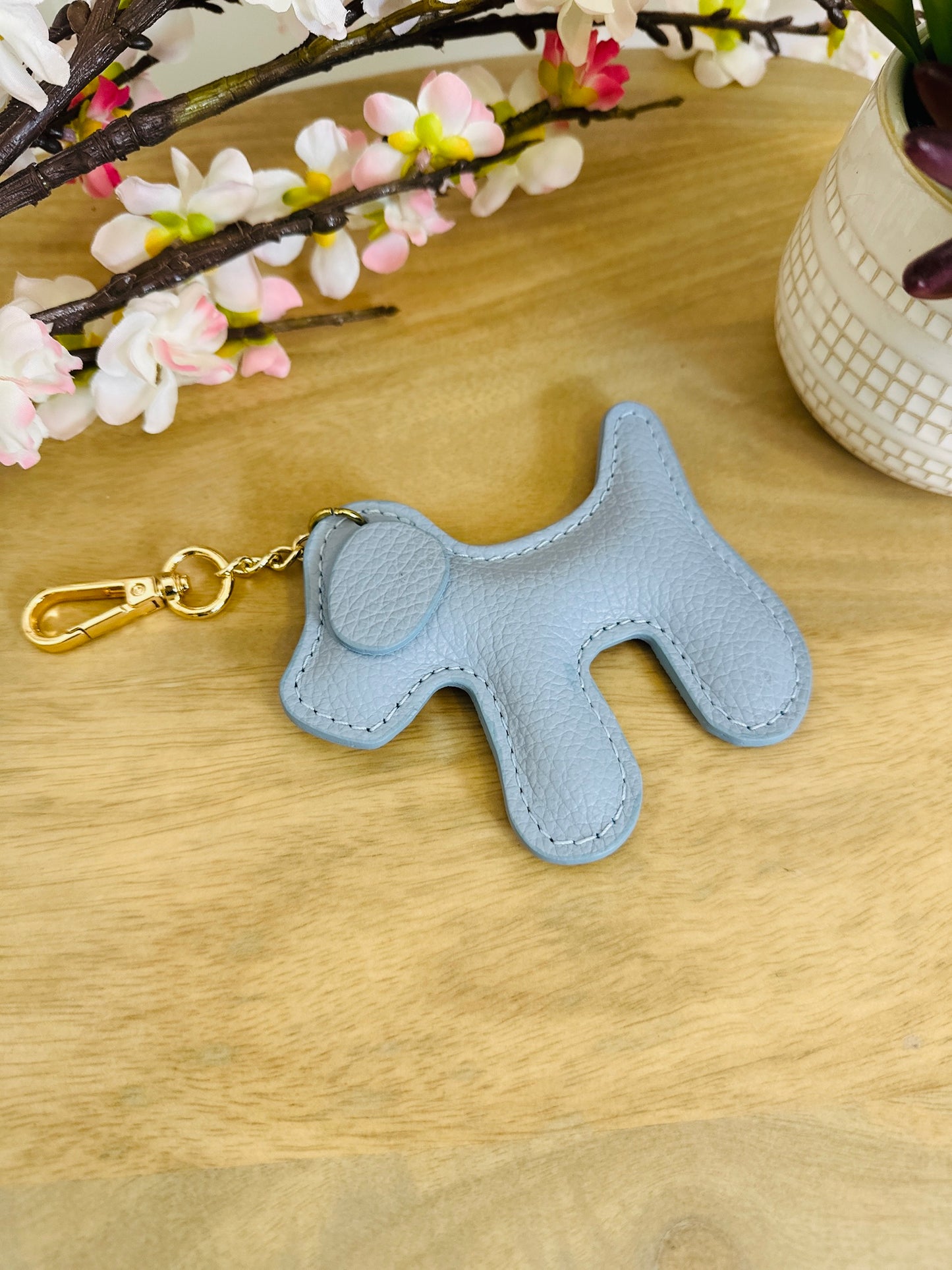 Porte Clé Dog Blue Cuir