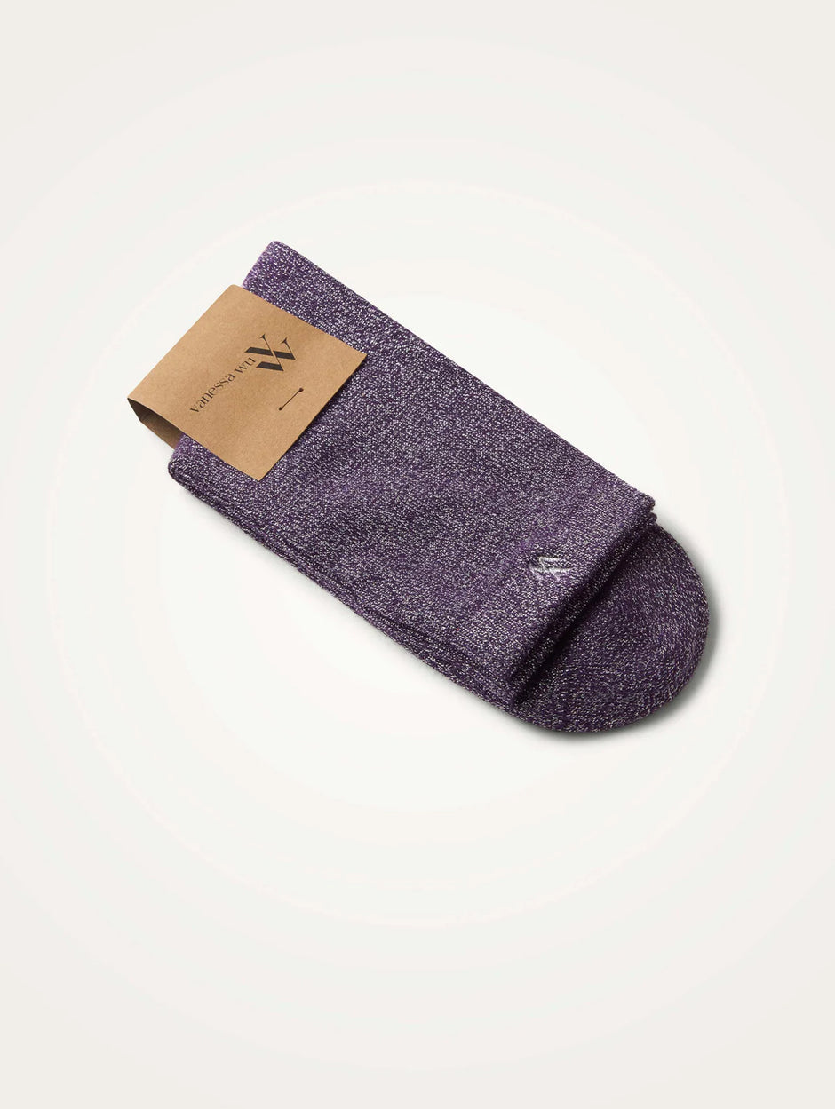 Chaussettes Ambre violet et argent pailleté