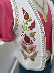 Gilet Jalène fleuri rose