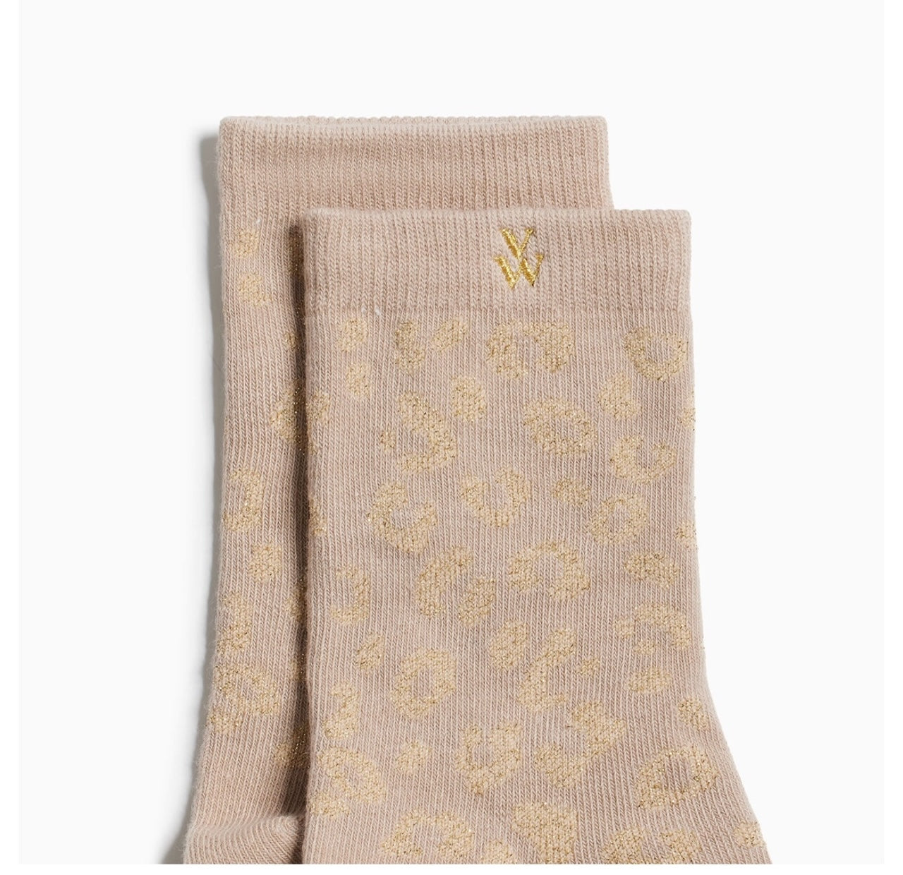 Chaussettes Tara Beige Et Léopard Or