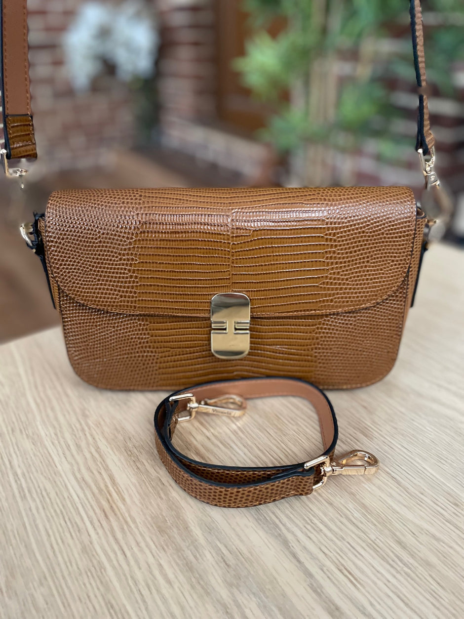 Sac Cuir Croco Camel