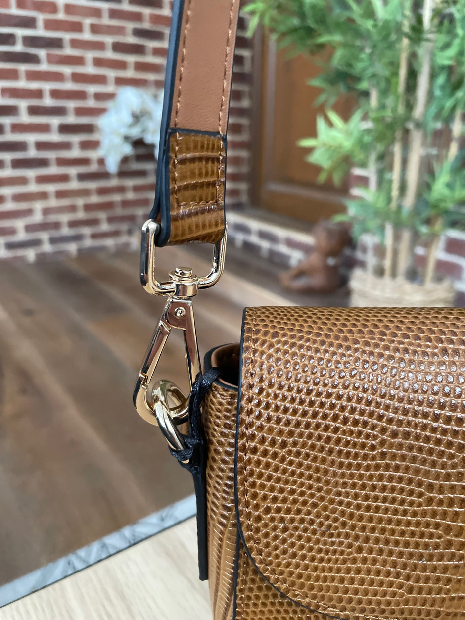 Sac Cuir Croco Camel