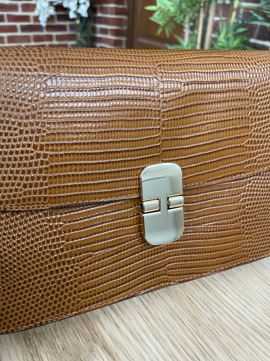 Sac Cuir Croco Camel