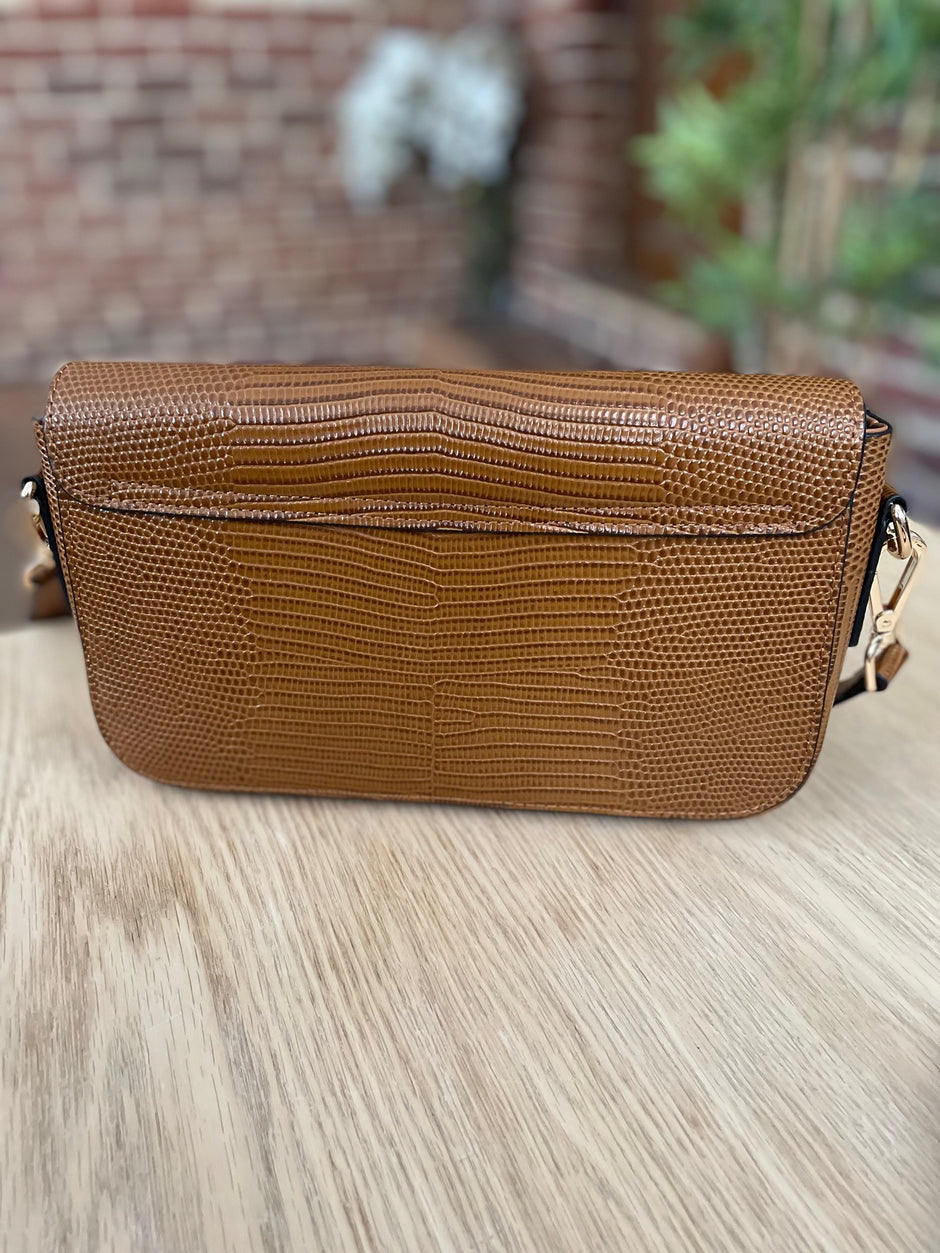 Sac Cuir Croco Camel