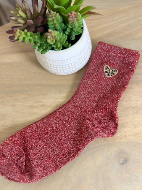 Chaussettes Cœur Léo Framboise