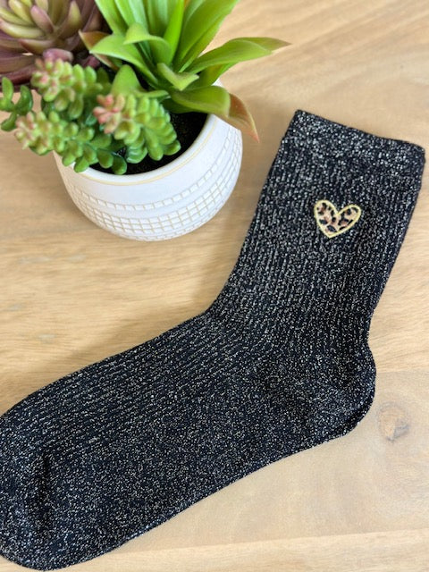 Chaussettes Cœur Léo Noir