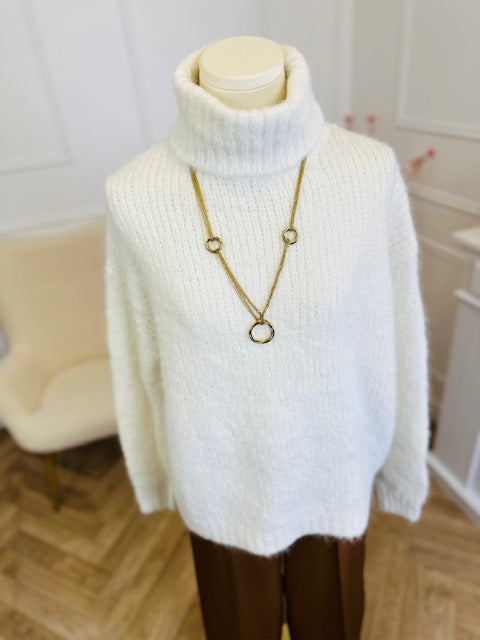 Pull Col Roulé Yoon Blanc