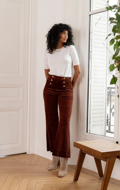 Pantalon Victorine Velours Camel